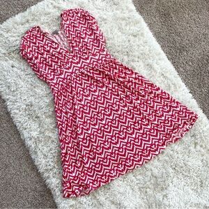 GAP Plunging V-Neck Cap Sleeve Fit and Flare Dress Cheveron